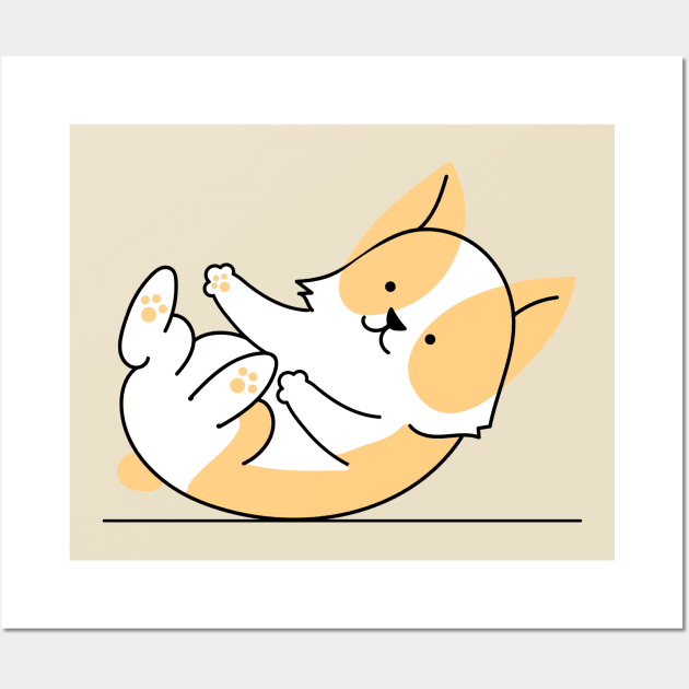 Yoga Dog Happy Baby Pose Wall Art by InkyArt